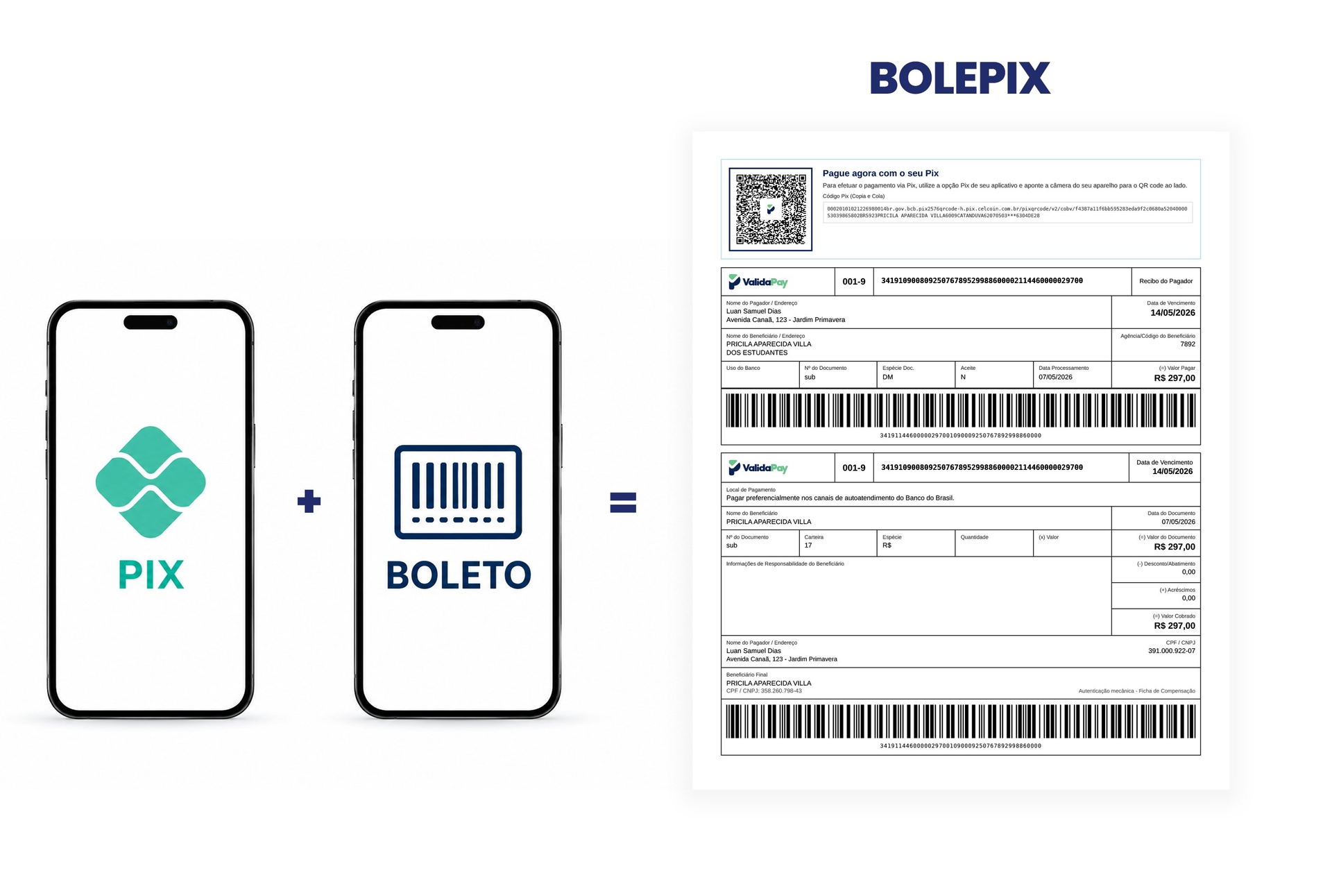 Comparação entre Pix e Boleto resultando no BolePix da ValidaPay