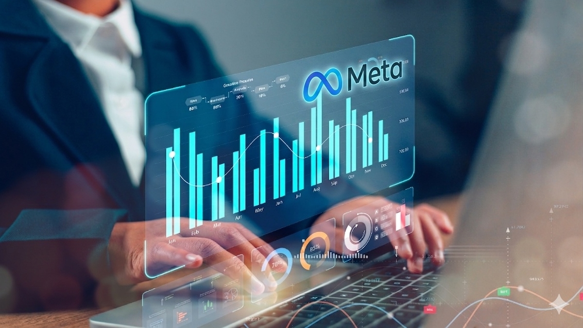 Profissional analisando métricas de marketing com painel do Meta