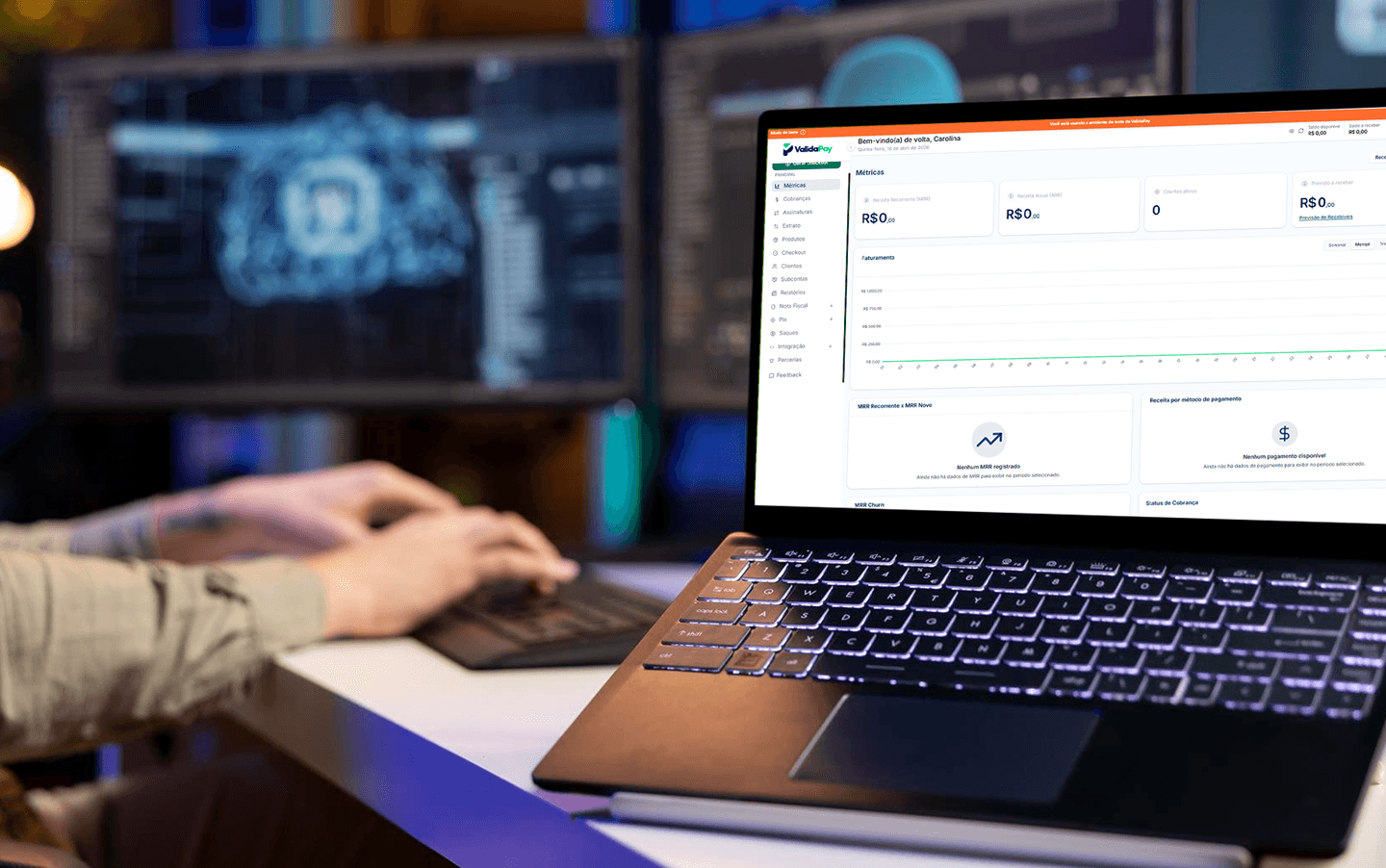 Dashboard da ValidaPay em ambiente Sandbox