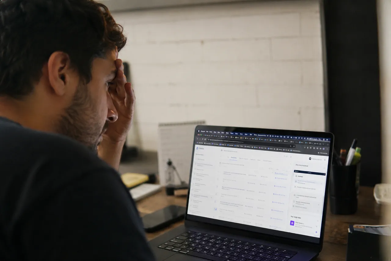 Pessoa sobrecarregada com várias ferramentas para vender online